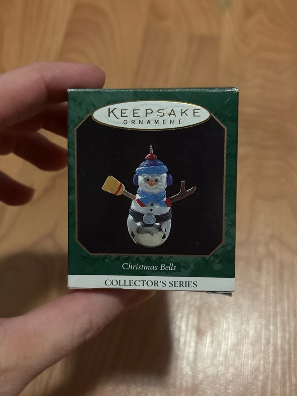 Christmas Bells Snowman - Blue and White